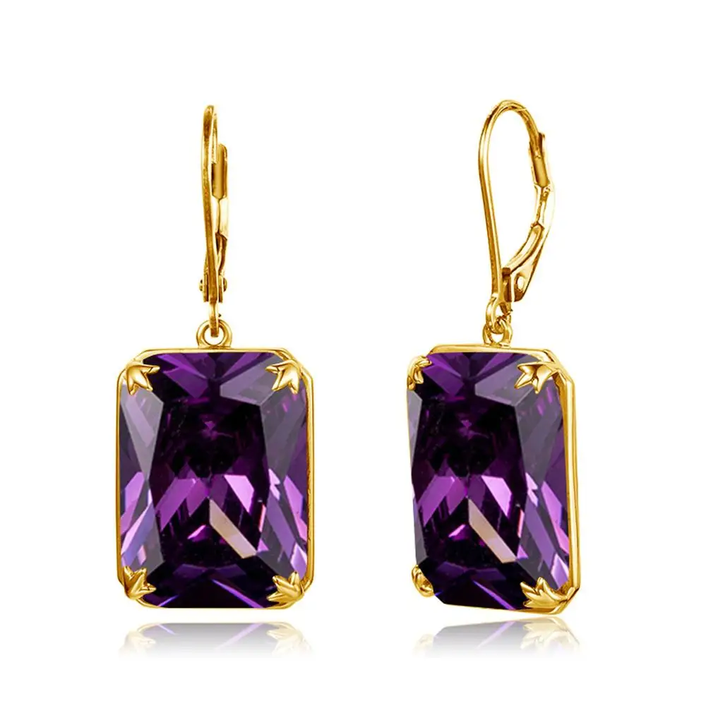 Szjinao Real 925 Sterling Silver Handmade Fine Jewellery 14K Gold Amethyst Gemstone Jewelry Set With Earring Pendant Necklace