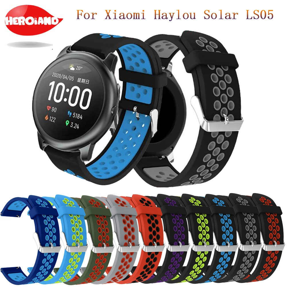 22mm pulseira para xiaomi haylou ls05 solar relógio inteligente macio silicone substituição correias correa pulseira acessórios novo