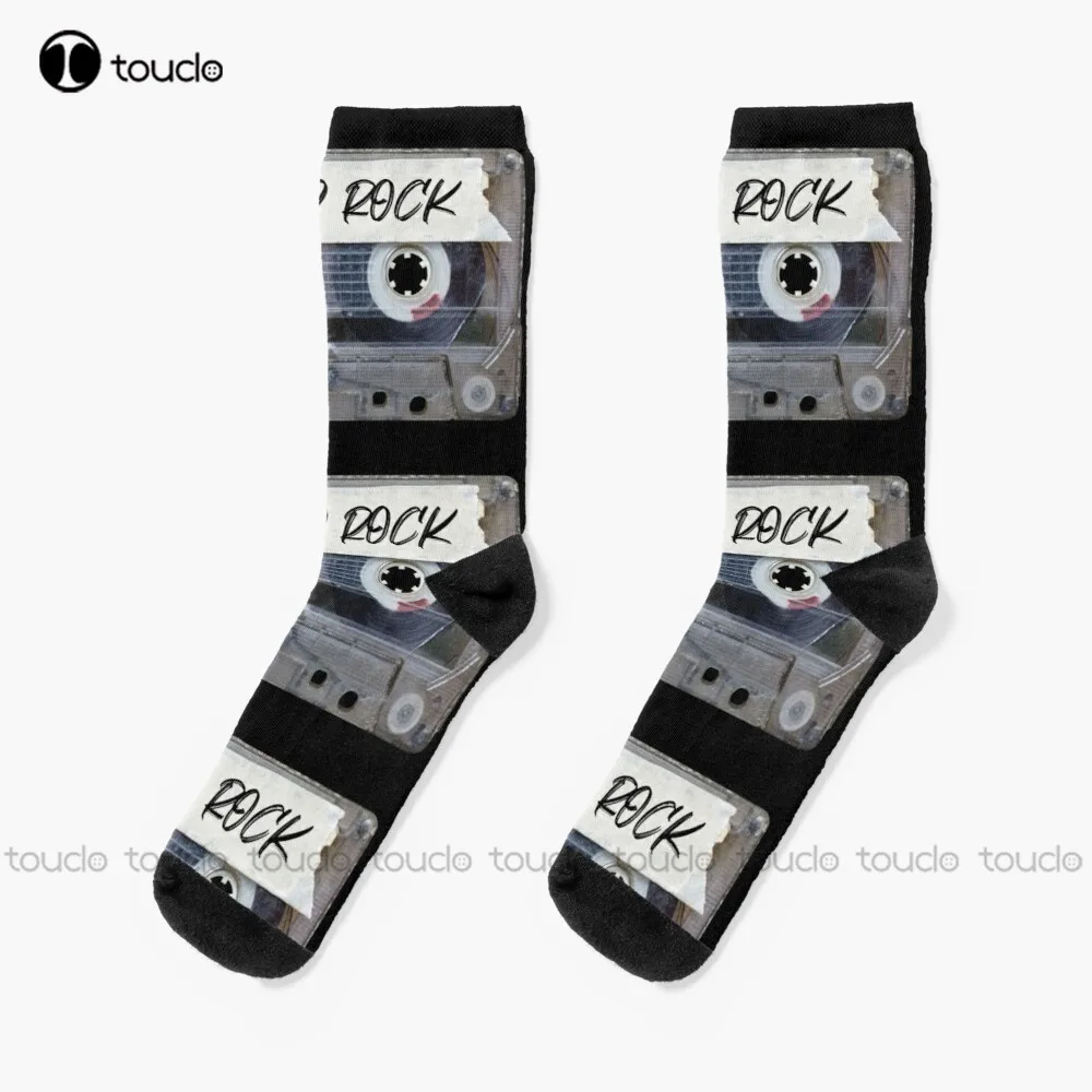 Recorded Music Genre Cassette Old School Rock Socks Black Baseball Socks Christmas Gift Unisex Adult Teen Youth Socks