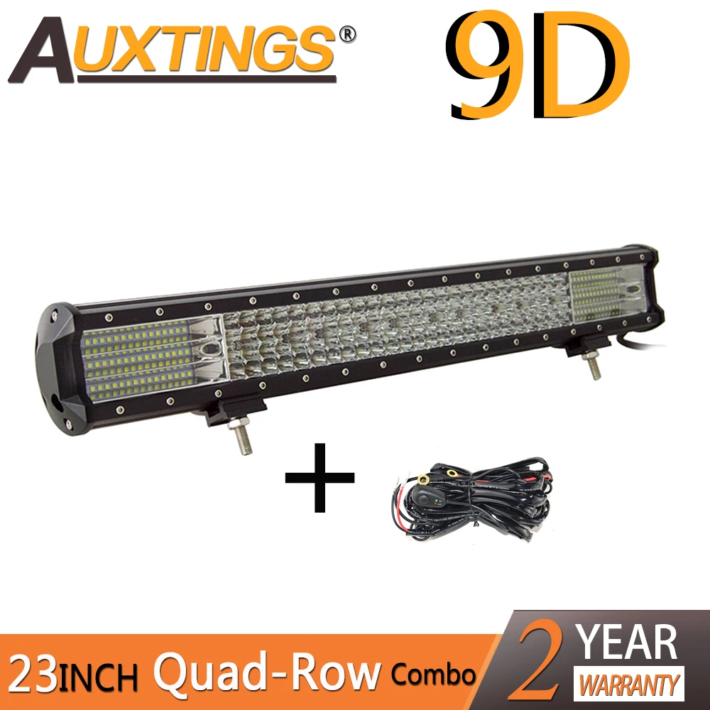 Auxtings 23inch 570w 23'' quad rows movable bracket Led work light  high power 9D LED light bar offroad 4x4 car light 12V 24V