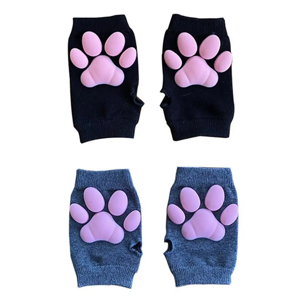 Guantes con forma de garra de gato, almohadilla de silicona 3D para carne, estilo Lolita, ropa de actuación para Cosplay, guante tejido con garra de gato para chica japonesa