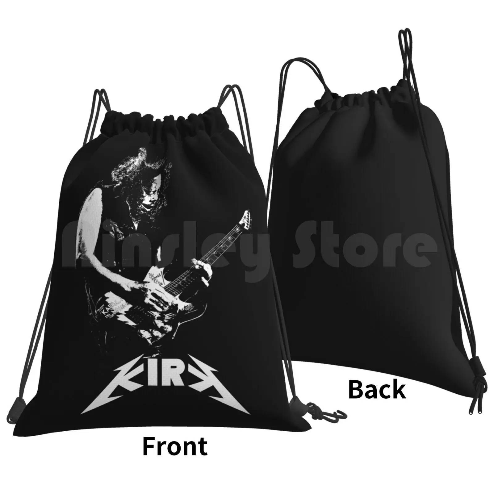 Kirk-White Stencil Backpack Drawstring Bag Riding Climbing Gym Bag Kirk Hammett James Guitar Guitarist Ride The Lightining