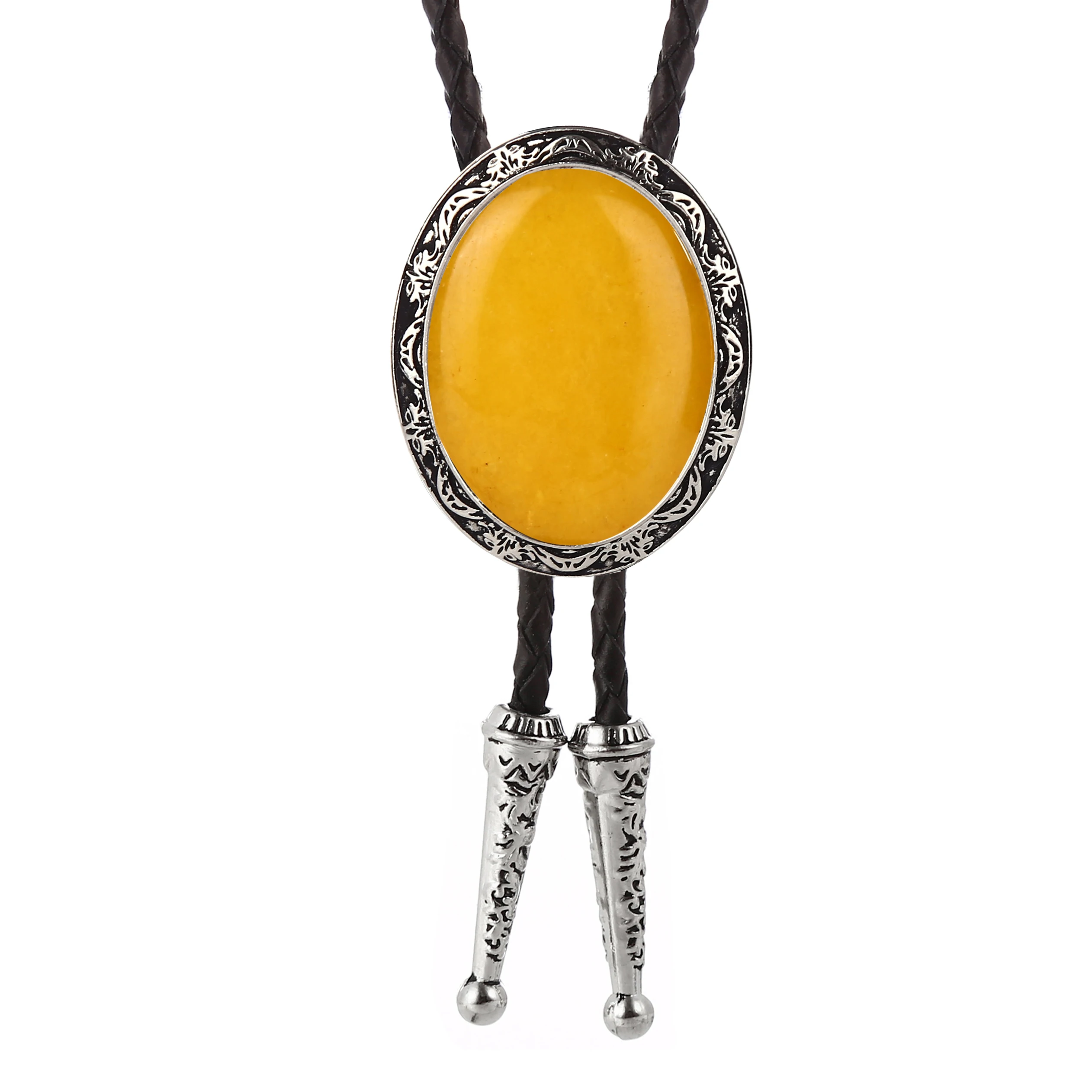 Western Cowboy Bolo Tie ผู้ชายที่โดดเด่น Bow Tie หินธรรมชาติ Agate หนังเชือกสุภาพสตรีแสดงเครื่องแต่งกายอุปกรณ์เสริม