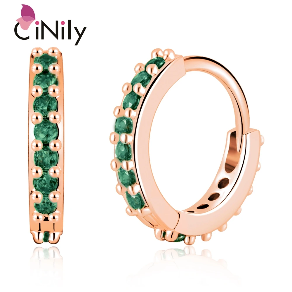 CiNily 7 Colors Topaz Rose Gold/Gold/Silver Plated Small Hoop Earrings Fashion Jewelry for Women Cartilage Earrings WIth Zircon