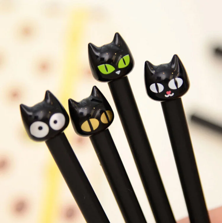 Carino piccolo gatto nero penna Gel creativo cartone animato primario gatto nero penna cancelleria materiale scolastico Kawaii