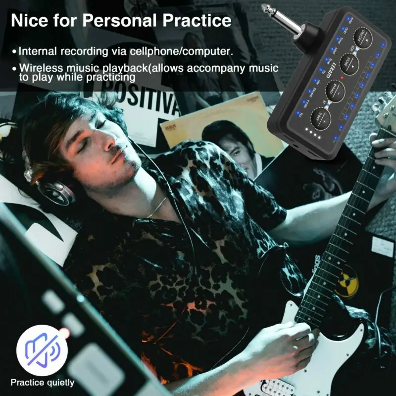 Lekato-AMPLIFICADOR DE guitarra eléctrica, miniamplificador de auriculares con efecto de Pedal, altavoces, enchufe combinado, Pa-1
