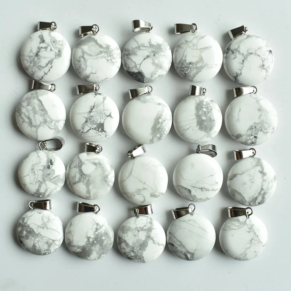 

2020 Fashion natural white stone round shape charms pendants for DIY Necklace jewelry making 50pcs/lot Wholesale free shipping