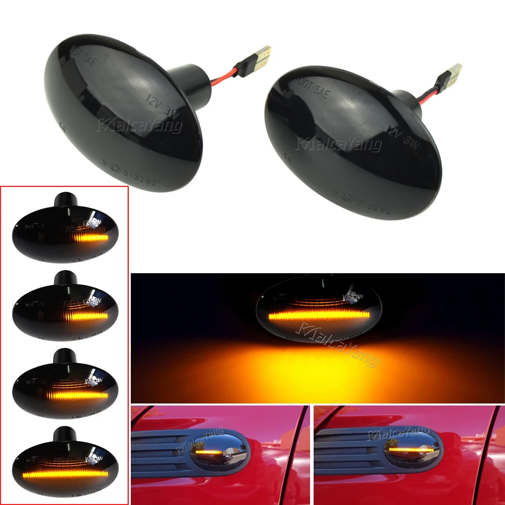 2X 12V Car Flowing Side Repeater Lamp Dynamic LED Side Marker Light Indicator For BMW MINI Cooper R55 R56 R57 R58 R59 2007-2013