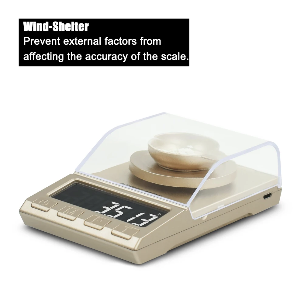 NEWACALOX 0.001g Precision Digital Jewelry Scale 50g/100g/200g USB Powered Electronic Weighing Scale LCD Mini Lab Balance 0.001g