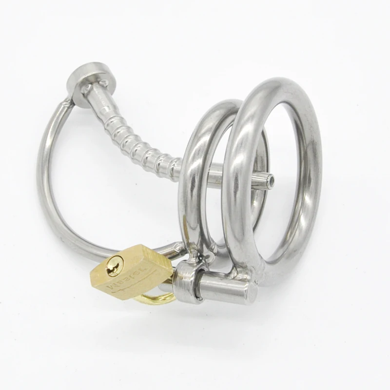 Chaste Bird Stainless Steel Male Chastity Device with Catheter,Cock Cage,Virginity Lock,Penis Ring Adult Game,Cock Ring A082