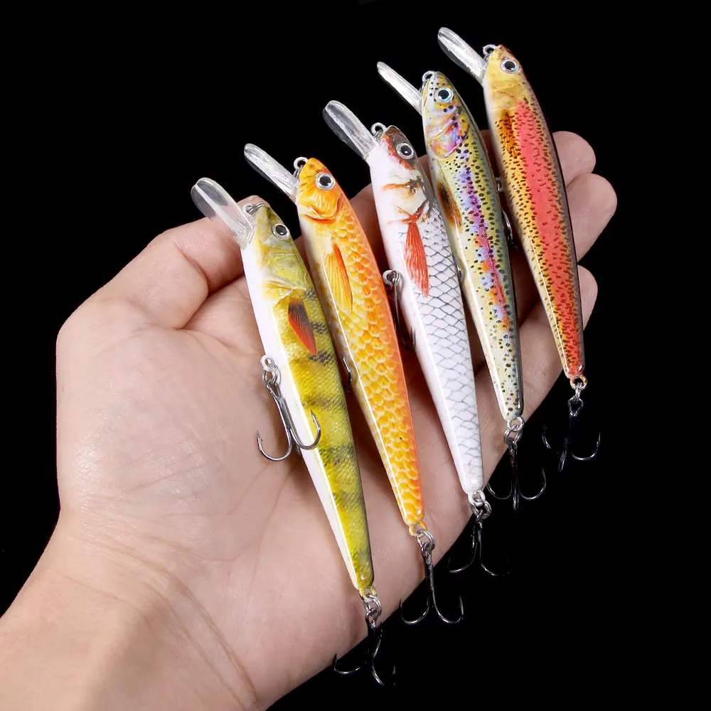 

5Pcs Minnow Jerkbait Lure Floating 3D Print Fishing Wobbler 11cm 11g Topwater Artificial Hard Bait for Bass Pike Carp