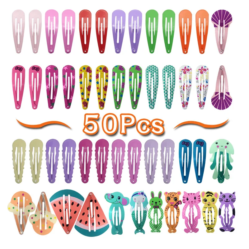 5cm Mix Color Metal Animal Fruit Ice Cream Prints Hairgrip Snap Hair Clips for Children Girls Hair Accessories Women  JXN001