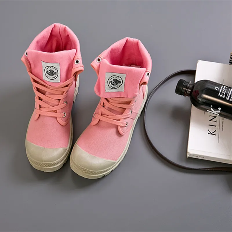 2024 casual canvas shoes women wear non-slip Rubber sole breathable high-top outdoor sports shoes Lace-Up ladies tooling shoes