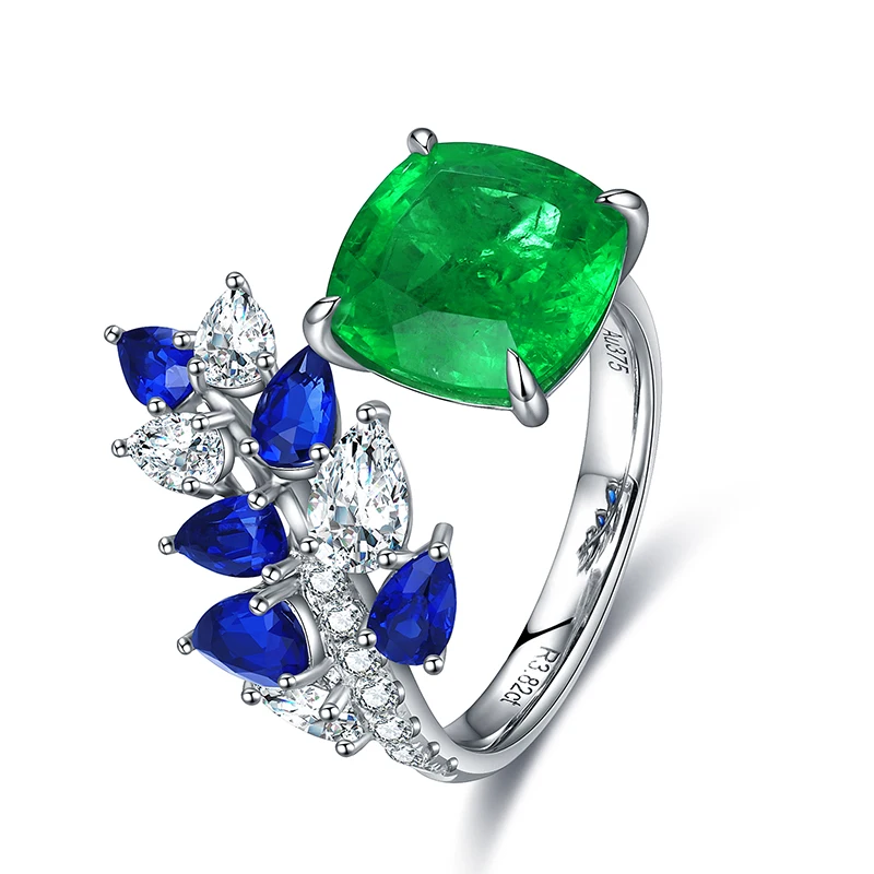 Pirmiana Customized Design 9k Gold White 3.78ct Lab Grown Emerald  Rings Fashion Finger Jewelry Engagement Party Gifts