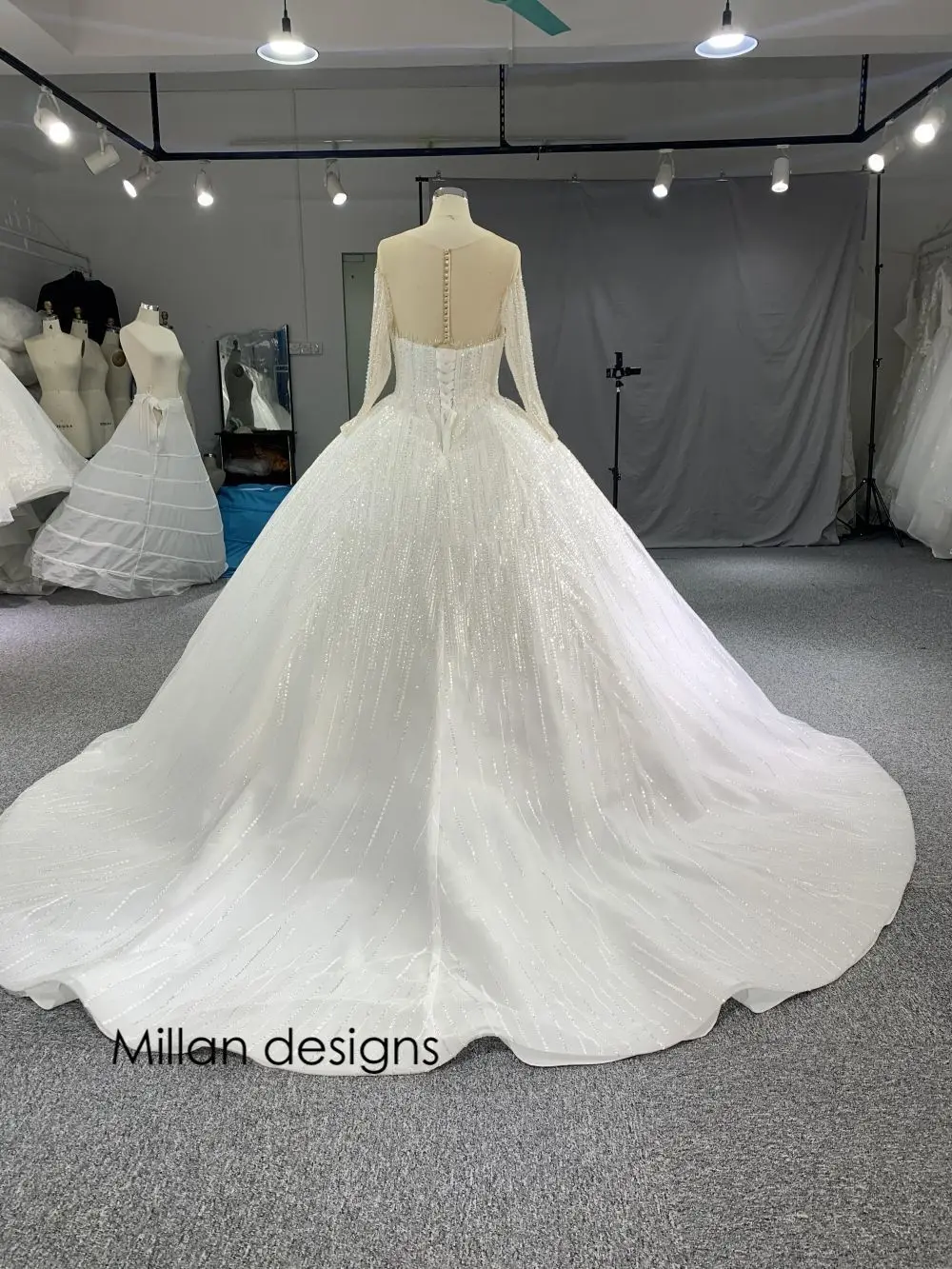 Vestido De novia De manga larga con cuentas, ropa brillante De lujo, fotos reales, 2024