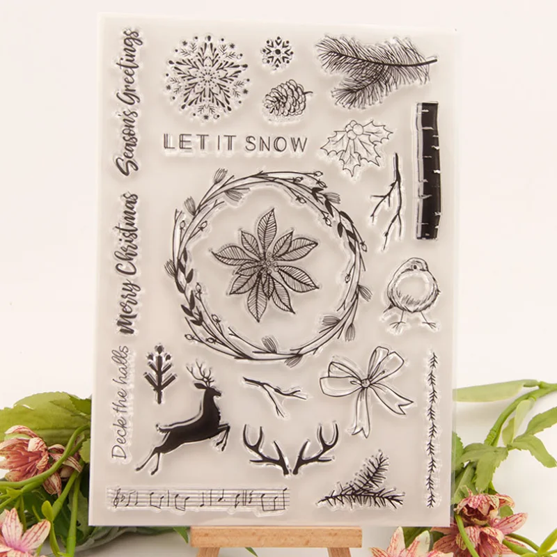 

Christmas Snowflake Transparent Clear Silicone Stamp Seal Cutting DIY Scrapbook Rubber Coloring Embossing Diary Decor Reusable