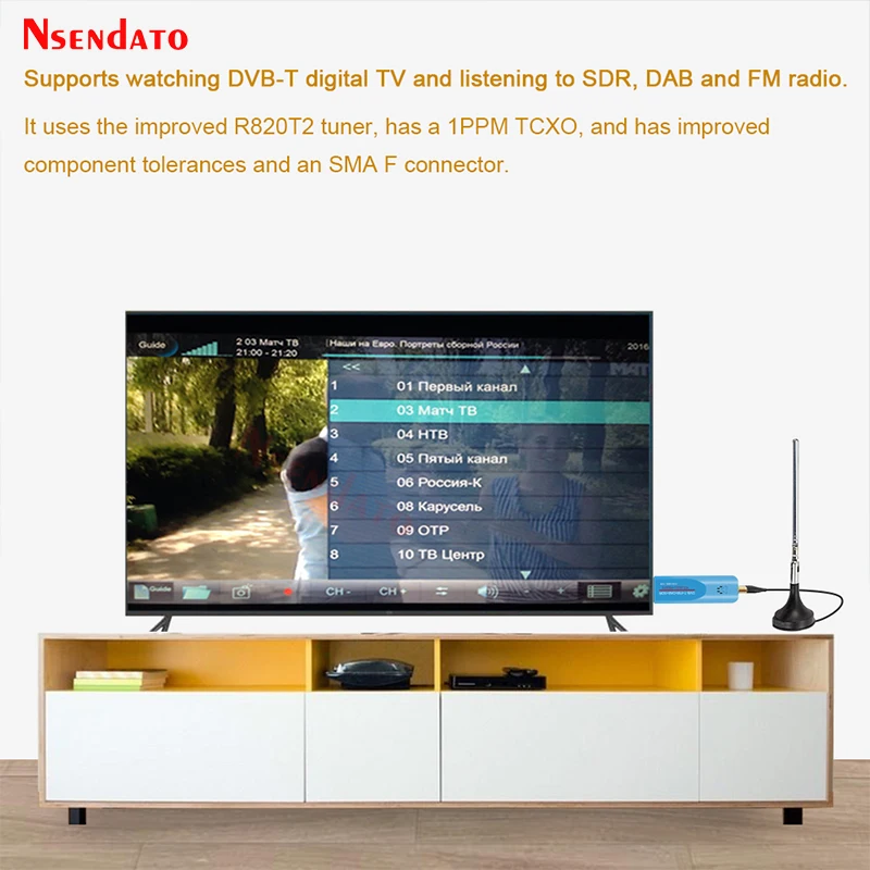 Sintonizador de TV Digital USB 2,0 RTL SDR TCXO RTL2832U + R860 DAB FM DVBT, Dongle DVB-T + FM + DAB + SDR, receptor de escáner de TV con antena