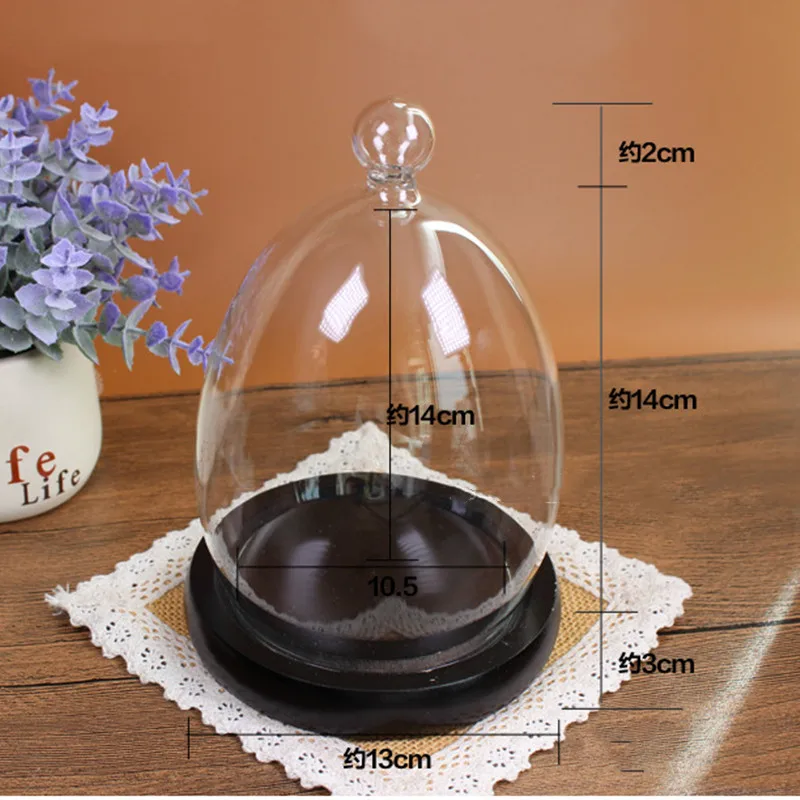 Free Shipping 10*16cm Ball Top Glass Dome Vase Home Deocration Different Base Transparent Cover Wedding Live Prop Birthday Gift