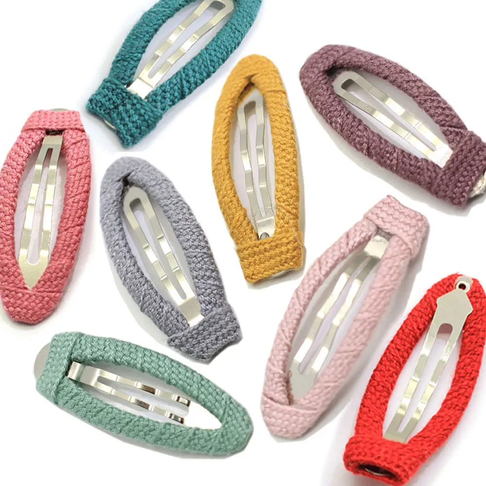 Simple Top Quality Popular 18*48mm Colorful Fashion Cotton Thread Metal Hair Clip For Girl Ornament