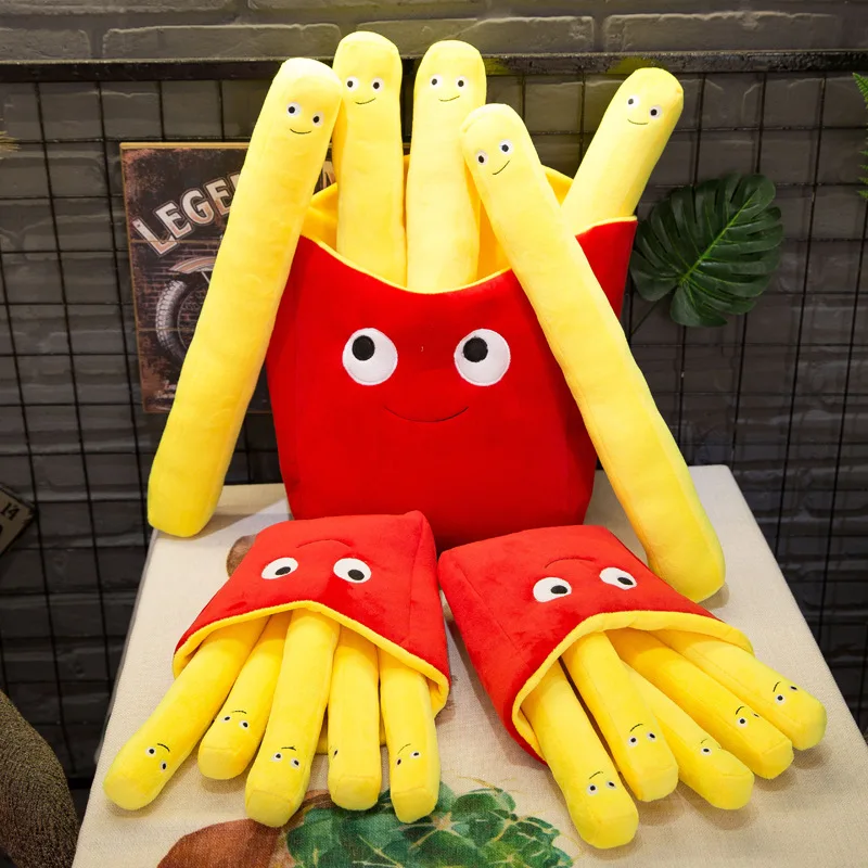 Dibujos animados un bolsa de patatas fritas, patatas fritas reales, almohada de felpa de vida, almohadas de abrazo de comida bonita, juguete educativo para niños, regalos