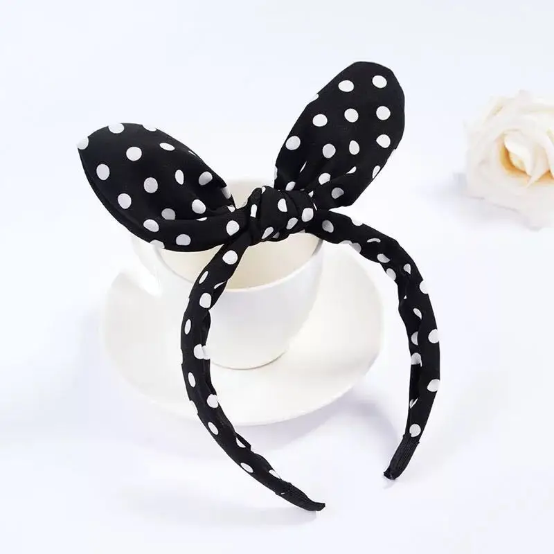 Bow headband Korean version of the rabbit ears headband, all-match hairpin, sweet and cute ears headband, factory Dropshipping