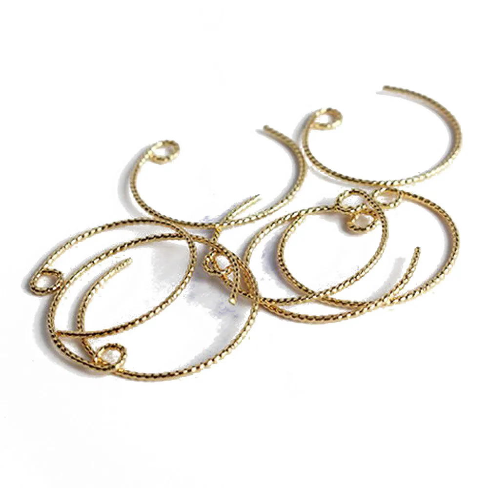 Lote de conectores de hilo Redondo chapado en oro de 18K, 10 unidades, DIY, suministros para pendientes, accesorios de joyería