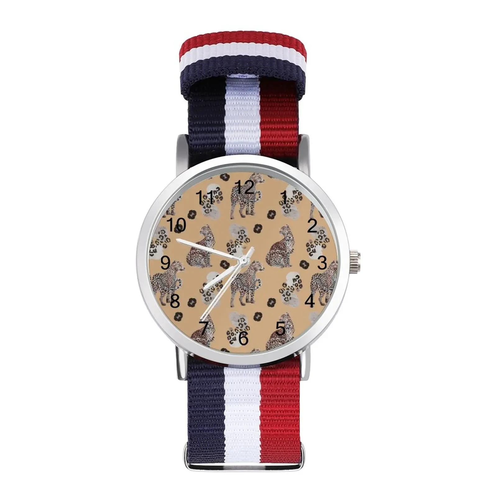 Leopard Print Pattern Quartz Watch Wild Animal Fitness Photo Wrist Watch Man Cute Wideband Wristwatch