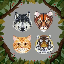 AHYONNIEX High Quality Tiger Wolf Cat Patch For Clothes Backpack Decoration DIY Applique Small Iron On Patches