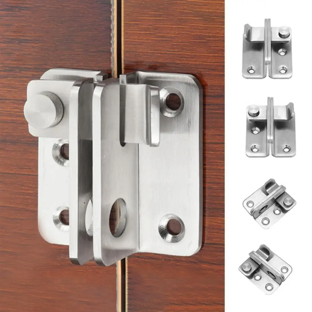 Door Hasps Stainless Steel Security Wooden Door Durable Buckle Lock Left Right Open Door Lock Hardware Furniture Accessories