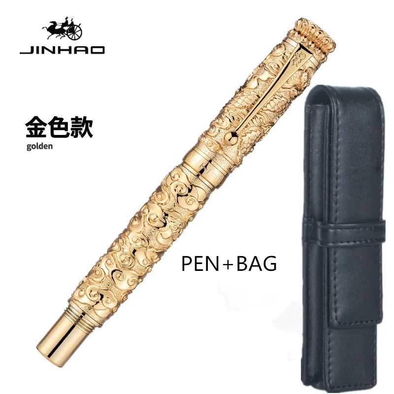 

Luxury Jinhao All Golden Metal Fountain Pen Exquisite Collection Ink Pen Gift Box Set Business Office Business Gift Ink Pen