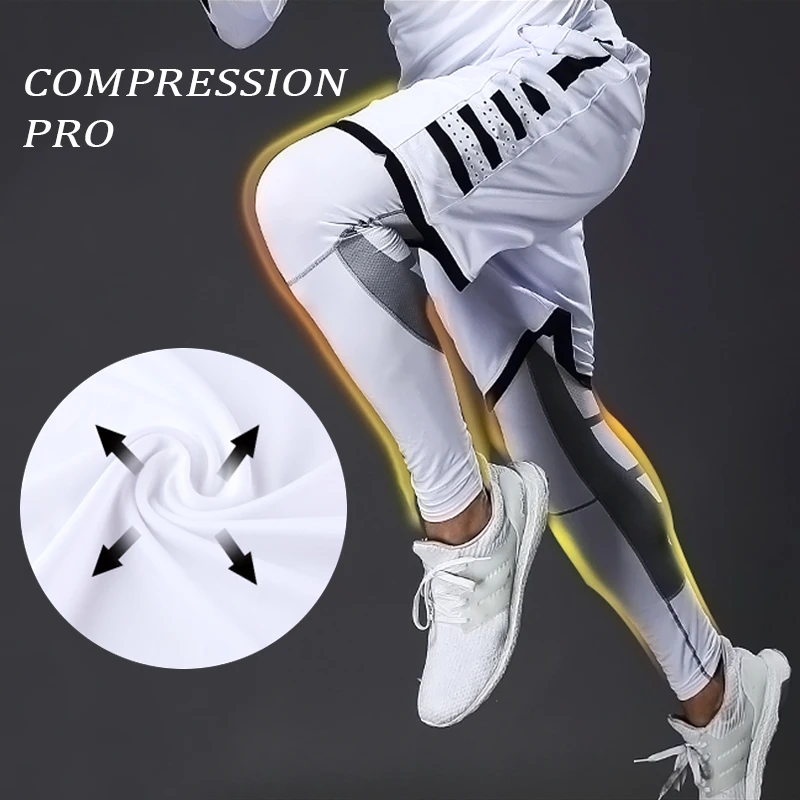 Men\'s Compression Pants Cycling Running Basketball Soccer Elasticity Sweatpants Fitness Tights Legging Trousers Rash Guard Gym