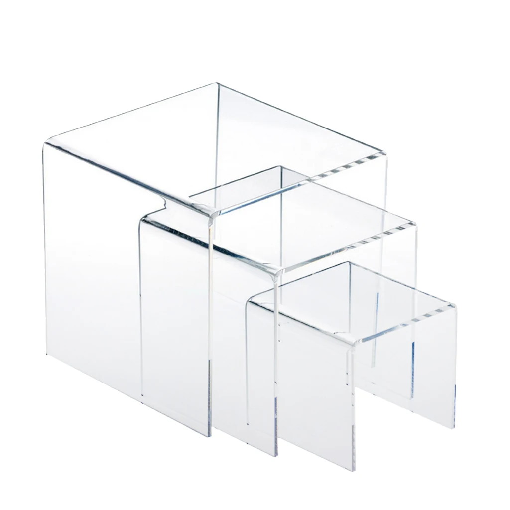 

3'' 4'' 5'' Square Acrylic 1/8" Riser Display Stands Anti-Corrosion Clear Showcase Display Shelf Showcase for Jewelry Collection