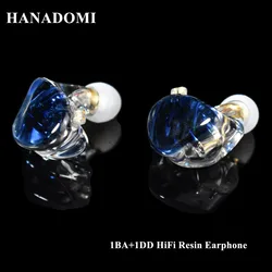 HANADOMI A3 Resin HIFI Earphone 1BA+1DD Hybrid Earbud IEM 2PIN Hi-Res Balanced Headphone Monitor Stereo Headset Noise Cancelling
