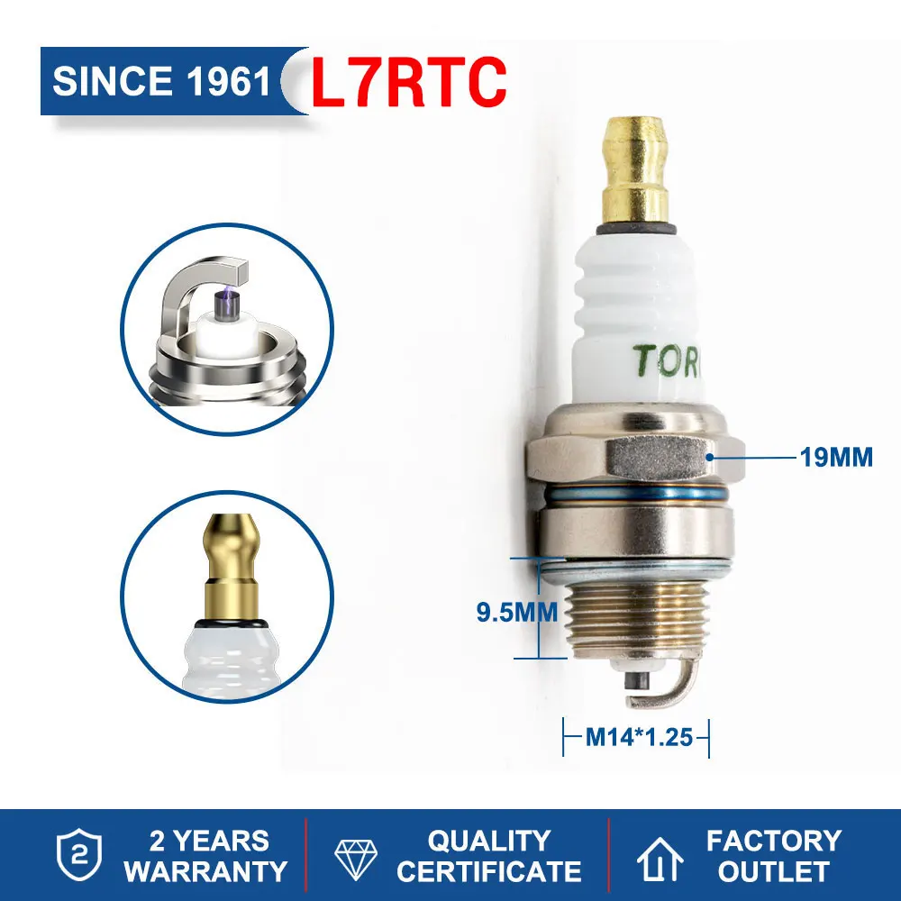 Original TORCH Candles Spark Plug L7RTC DK7RTC B7RTC-9 B8RC E6TC E7C A7RTC KH5RTI-11 A7RTI B7RTI Replacement for DENSO