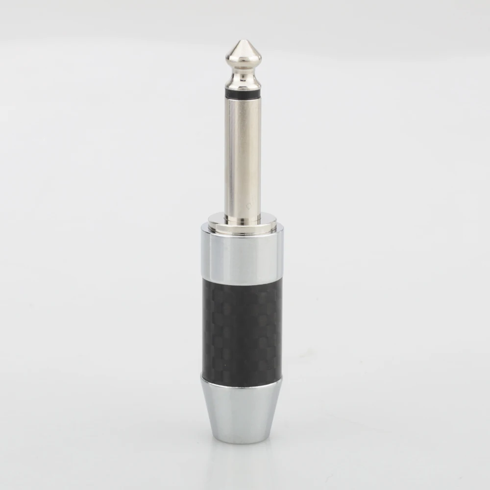 Audicorast H015 New 6.3mm Mono Connector Copper rhodium plated Carbon Fiber Phone Jackets MIC  Carbon Fiber Headset Wire plug