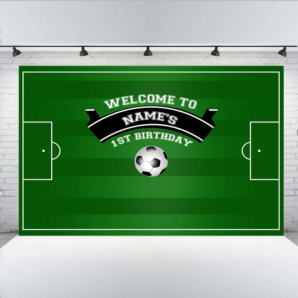 Baby 1st Birthday Backdrop Football Soccer Green Photography Backdrop Customized Birthday Party Photo Background For Photo Studi