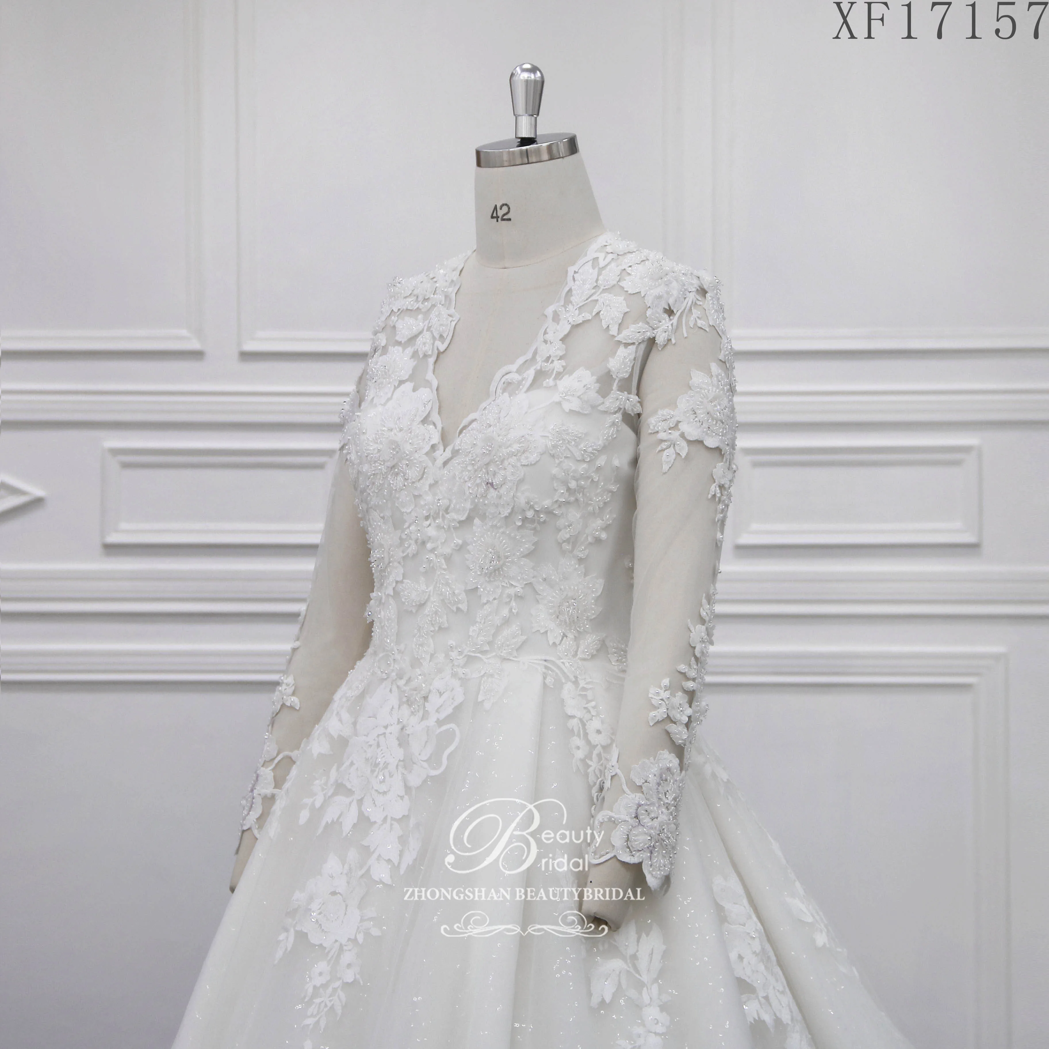 Beatuy bridal XF 17157 الدانتيل زين فستان الزفاف 2021a خط المحكمة أنيقة وأعلى تول الموضة