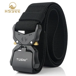 HSSEE New Elastic Belt Official Genuine Hard Metal Quick Release Buckle Men's Tactical Belt Male Accessories Dropshipping