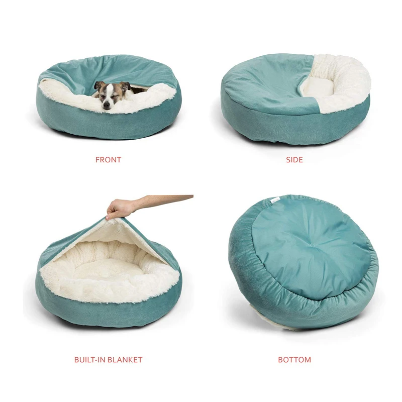 Benepaw Orthopedic Dog Bed With Hooded Blanket Winter Warm Waterproof Dirt Resistant Cat Puppy House Cuddler Machine Washable