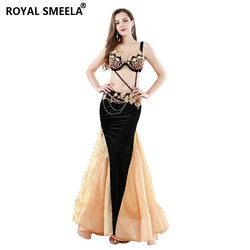 Women stage belly dance costume set sexy belly dancing wear bra belt fishtail skirt long mermaid costumes 3pcs bellydance dress