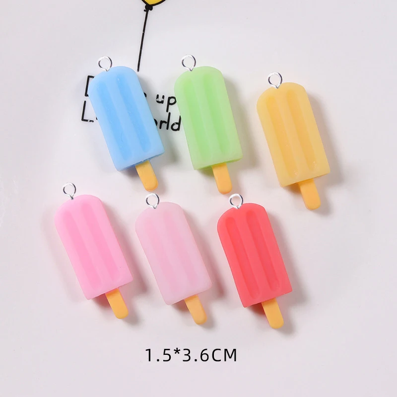 10Pcs Mode Nette Reine Farbe Eis Popsicle Harz Charme Charme Für Schmuck Erkenntnisse Schöne Schwimm Anhänger Ohrringe C460