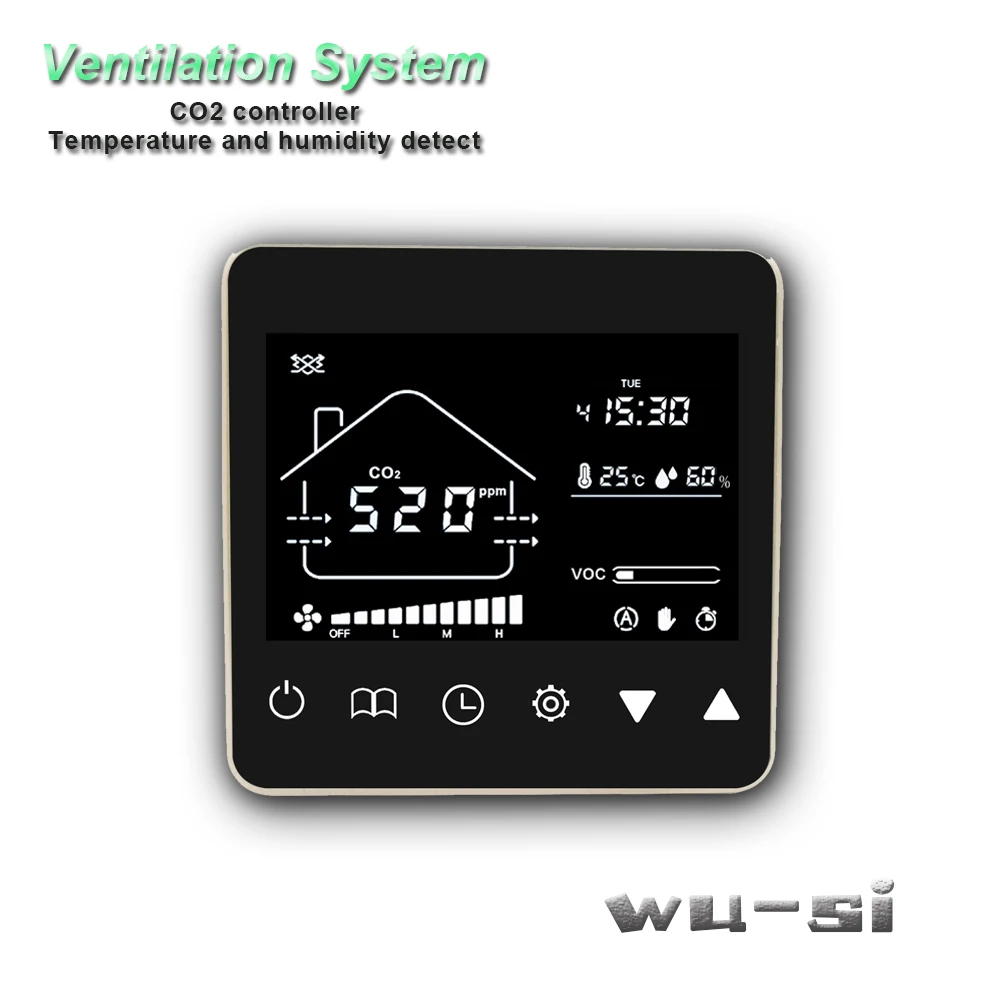 Co2 tester control ventilation system,with remote control 3 speed relay output regulator