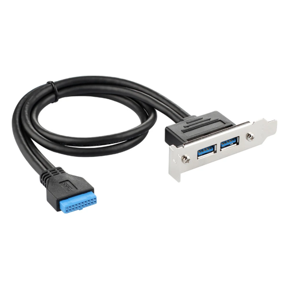 50cm PC Motherboard 20 pin to Dual USB 3.0 Ports Express Cable Motherboard USB3.0 Panel Bracket Extension cable