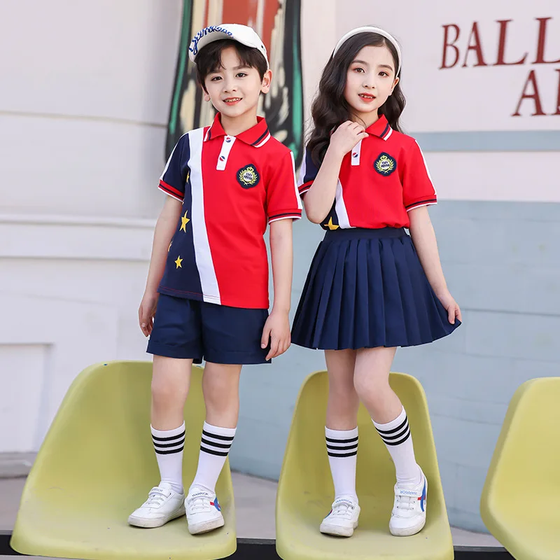 Designer British Summer Polo Shirt gonna pantaloncini abiti per studenti per riunioni sportive scuola materna ragazzo ragazza uniformi per la scuola elementare