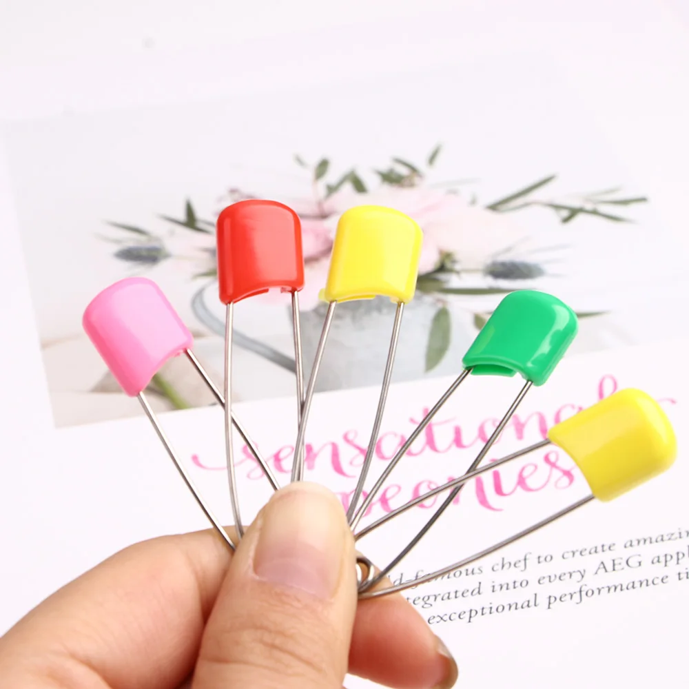 50 Pcs Multi-color Safety pins Baby Kids Cloth Nappy Locking pins for brooches Sewing Accessories