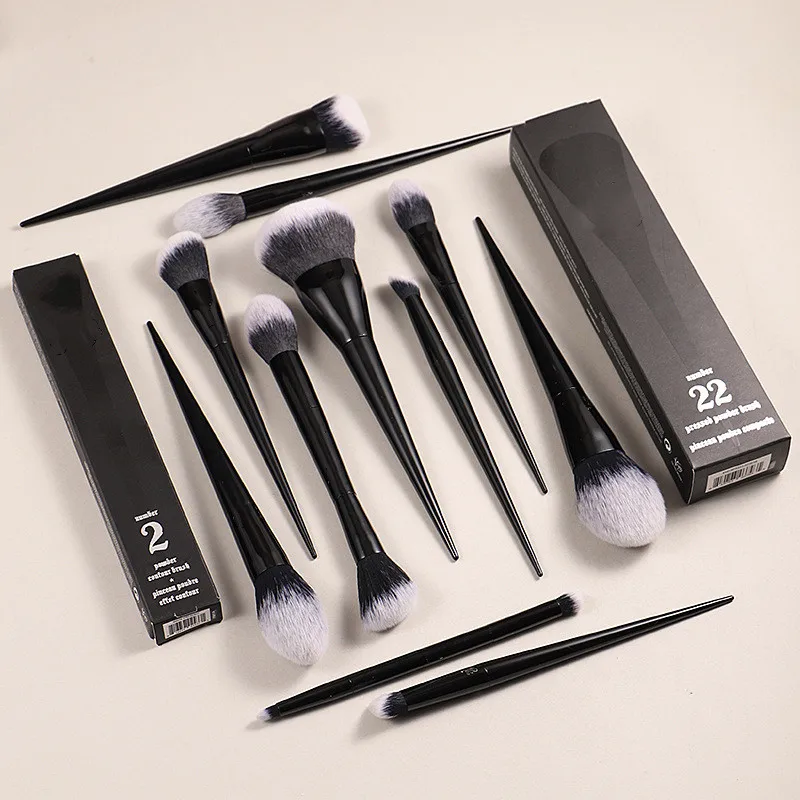 Black Makeup Brushes Cosmetics Brush Set Shade + Light for Powder Blush Foundation Concealer Eye Shadow 10 20 22 25 35 40 1 2 4