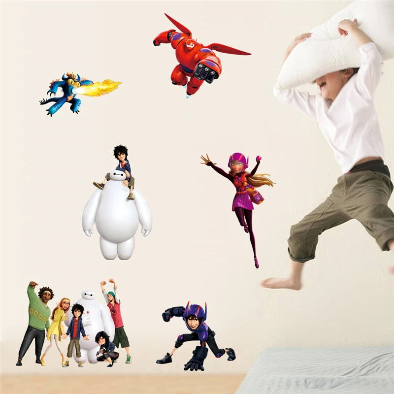 3D Cartoon Big Hero 6 wall sticker for kid's room kindergarten children's room bedroom wall decoration Marvel Movie Poster