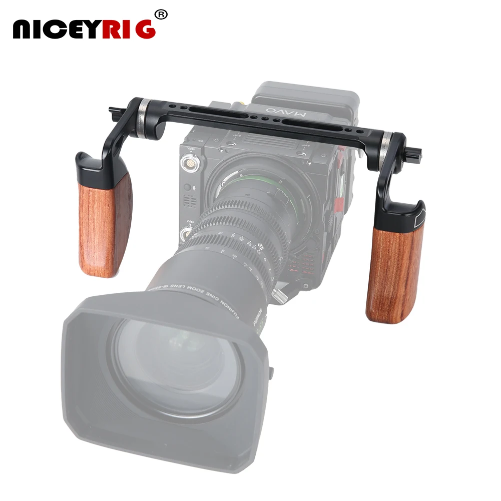 

Niceyrig Wooden Dual Handle Grip Kit with Arri Rosette Nato Rail for RED DSMC2 (Weapon/Epic-w/ Scarlet-w/ Raven)/Kinefinity MAVO