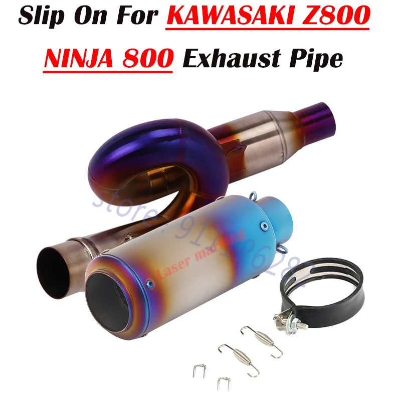 Slip On For Kawasaki Z800 Ninja800 Motorcycle Exhaust Full System Modified Moto Laser Muffler Middle Link Pipe DB Killer