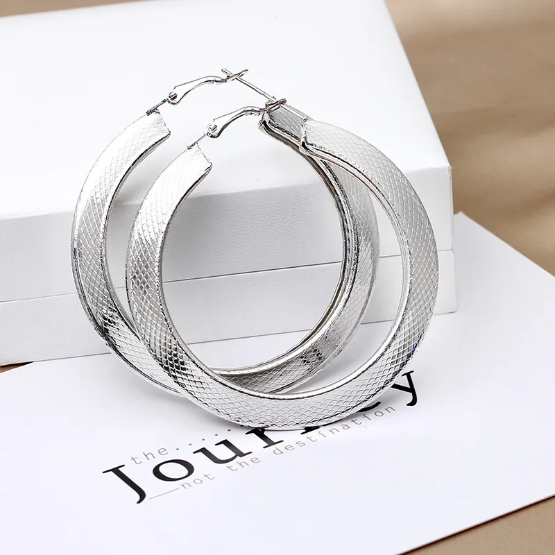BLIJERY Exaggerated Snake Pattern Carved Big Hoop Earrings for Women Punk Jewelry Thick Metal Circle Earrings Boucles d\'oreilles